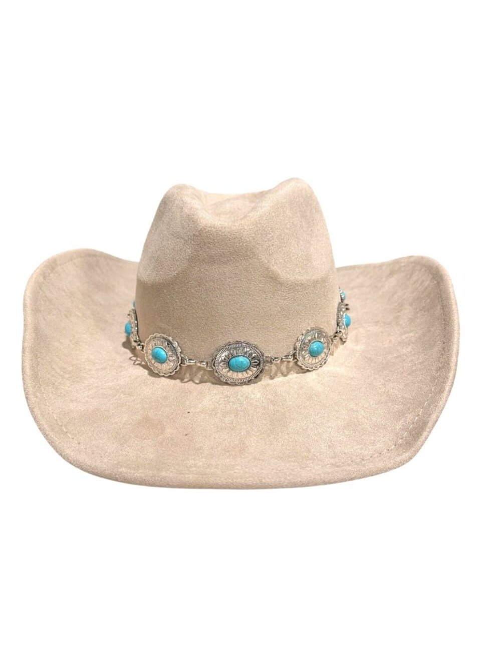 New Revolve 8 Other Reasons Western Beige Cowboy Hat Turquoise Conchos